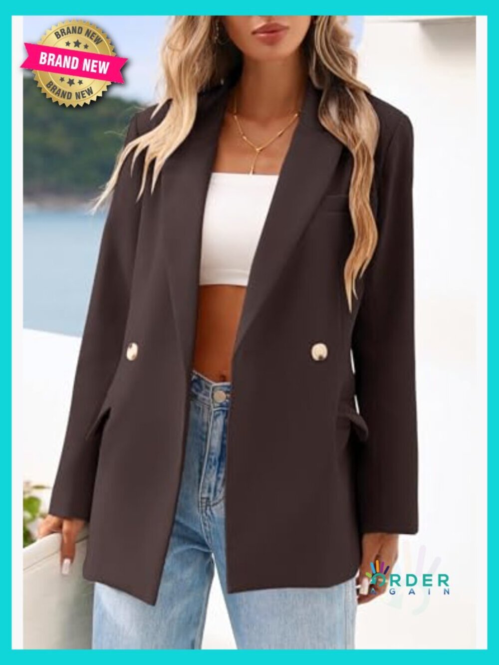 Blazer Women Business Casual Long Sleeve Lapel Open Front Suit Jacket Office - Picture 6 of 7